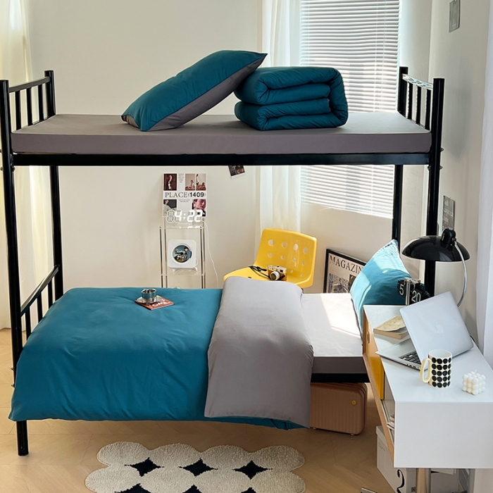 91家纺网 家纺一手货源 找家纺 （总）蓝淋家纺 2023新款水洗棉学生宿舍亲肤三件套四件套