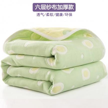 91家纺网 家纺一手货源 找家纺 慕婷 全棉6层纱布毛巾被纯棉六层纱布毯 煎蛋 绿