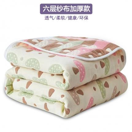 慕婷 全棉6层纱布毛巾被纯棉六层纱布毯 蘑菇