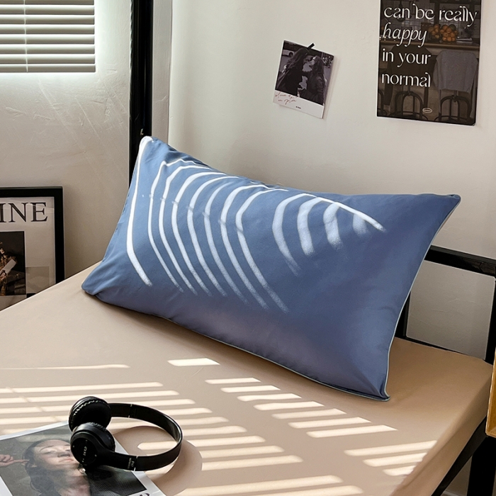 91家纺网 家纺一手货源 找家纺 蓝淋家纺 2023新款水洗棉学生宿舍亲肤三件套四件套 浅蓝灰+奶茶