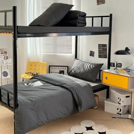 蓝淋家纺 2023新款水洗棉学生宿舍亲肤三件套四件套 深灰