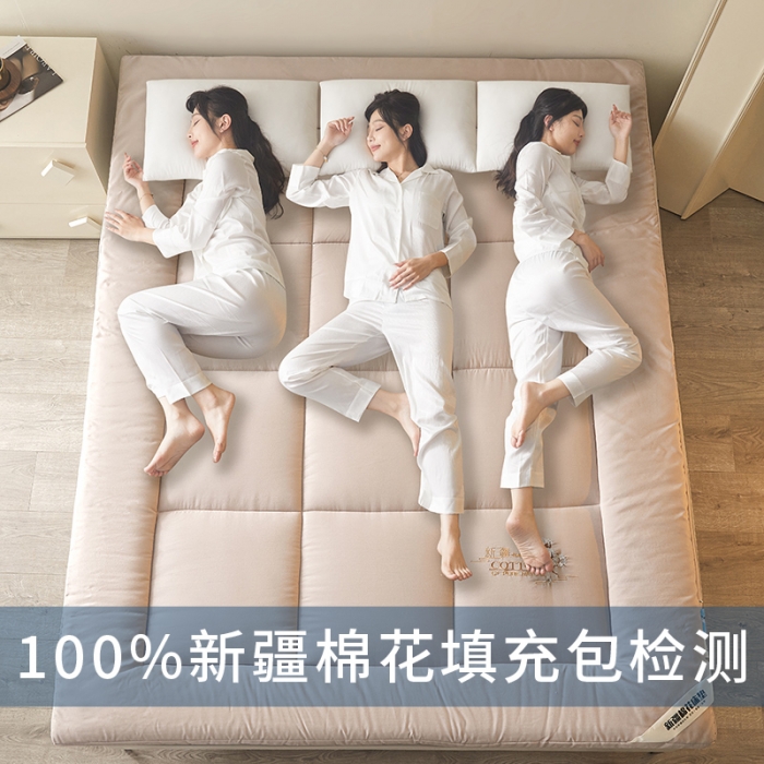 91家纺网 家纺一手货源 找家纺 千百笠 2023新款新疆棉花万针刺绣床垫垫被软垫棉花垫被褥棉絮淳朴-驼