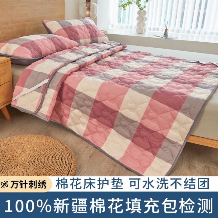 91家纺网 家纺一手货源 找家纺 千百笠 2023新疆棉花床褥软垫床护垫家用床垫软垫可折叠垫子床褥 典雅-粉格