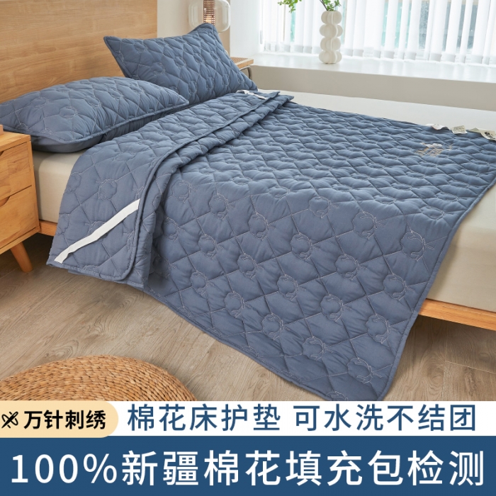 91家纺网 家纺一手货源 找家纺 千百笠 2023新疆棉花床褥软垫床护垫家用床垫软垫可折叠垫子床褥 典雅-蓝