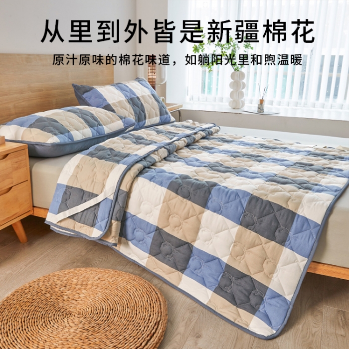 91家纺网 家纺一手货源 找家纺 千百笠 2023新疆棉花床褥软垫床护垫家用床垫软垫可折叠垫子床褥 典雅-蓝格