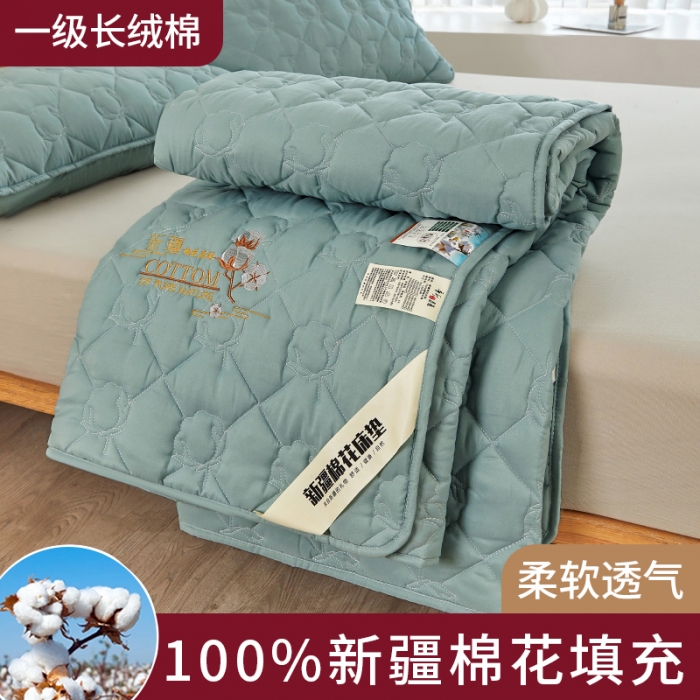 91家纺网 家纺一手货源 找家纺 千百笠 2023新疆棉花床褥软垫床护垫家用床垫软垫可折叠垫子床褥 典雅-绿