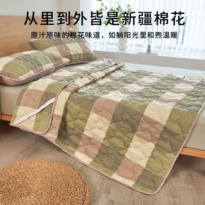 91家纺网 家纺一手货源 找家纺 千百笠 2023新疆棉花床褥软垫床护垫家用床垫软垫可折叠垫子床褥 典雅-绿格