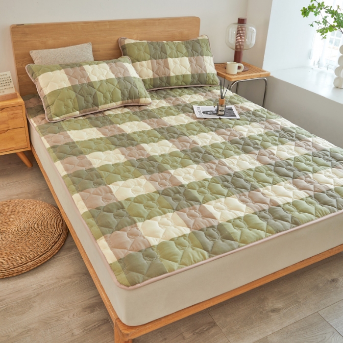 91家纺网 家纺一手货源 找家纺 千百笠 2023新疆棉花床褥软垫床护垫家用床垫软垫可折叠垫子床褥 典雅-绿格