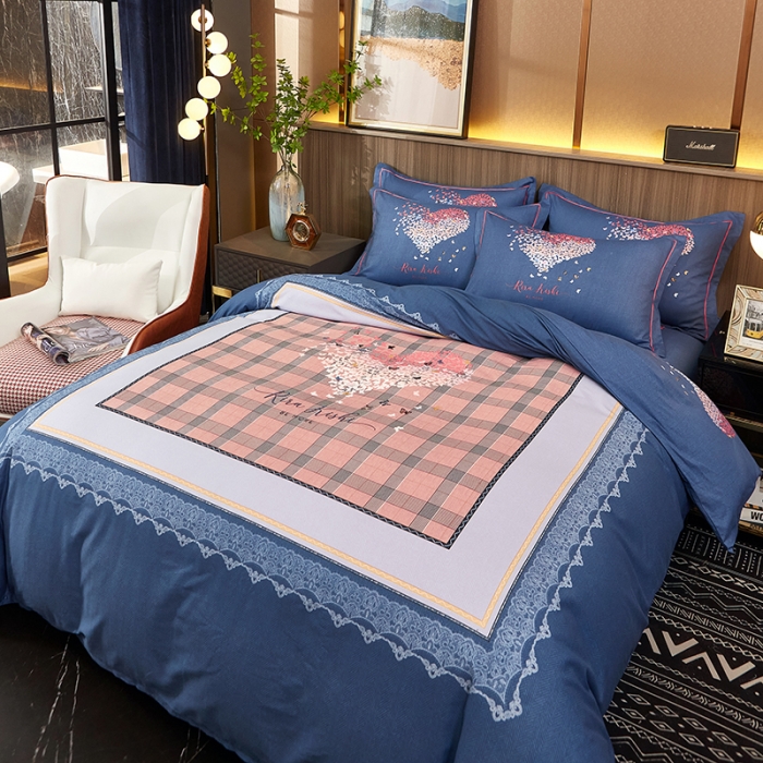 91家纺网 家纺一手货源 找家纺 雲归梦 2023年新款加厚全棉生态磨毛大版四件套 蝶恋花