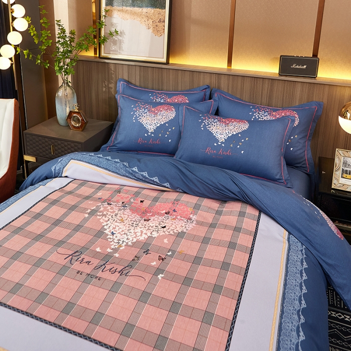 91家纺网 家纺一手货源 找家纺 雲归梦 2023年新款加厚全棉生态磨毛大版四件套 蝶恋花