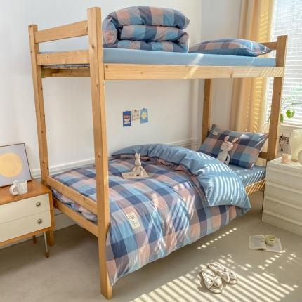 91家纺网 家纺一手货源 找家纺 恋人优选 2023新款学生纯棉水洗三件套 英伦-兰