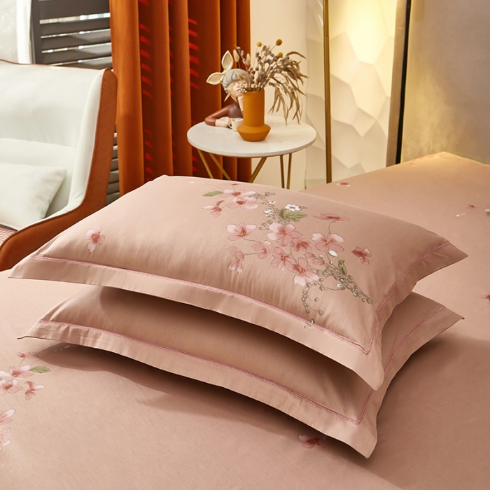 91家纺网 家纺一手货源 找家纺 雲归梦 2023年新款加厚全棉生态磨毛大版四件套 花香雨露-灰