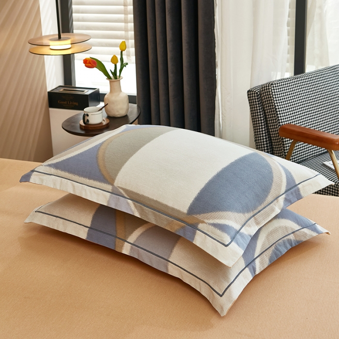 91家纺网 家纺一手货源 找家纺 雲归梦 2023年新款加厚全棉生态磨毛大版四件套 几何空间-灰