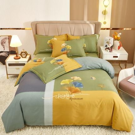 91家纺网 家纺一手货源 找家纺 雲归梦 2023年新款加厚全棉生态磨毛大版四件套 江南之韵-黄