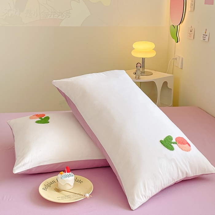 91家纺网 家纺一手货源 找家纺 眠帛家居 2023新款A类水洗棉毛巾绣四件套 郁金香奶油紫