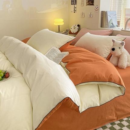 91家纺网 家纺一手货源 找家纺 （总）眠帛家居 2023新款A类芝士系列水洗棉麻绳滚边四件套