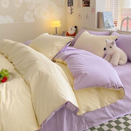 91家纺网 家纺一手货源 找家纺 （总）眠帛家居 2023新款A类芝士系列水洗棉麻绳滚边四件套