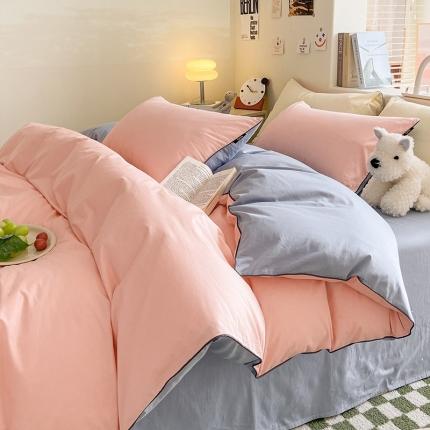 91家纺网 家纺一手货源 找家纺 （总）眠帛家居 2023新款A类芝士系列水洗棉麻绳滚边四件套