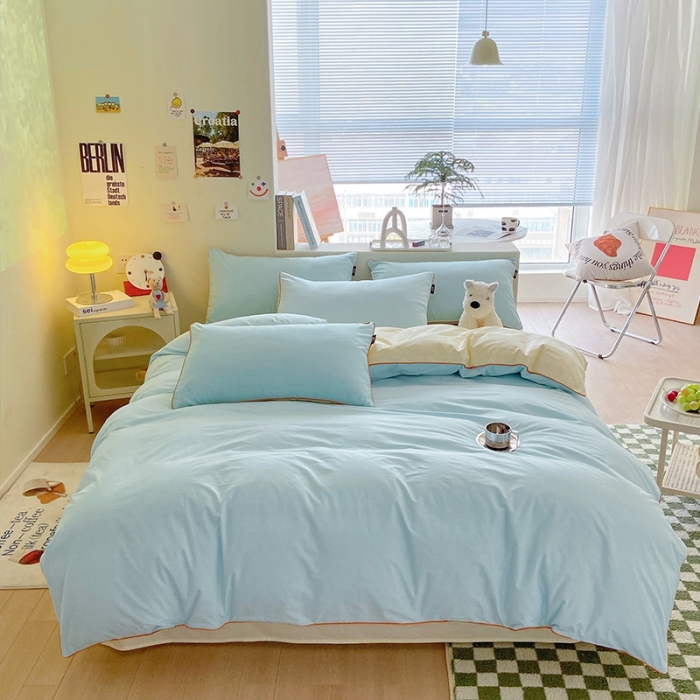 91家纺网 家纺一手货源 找家纺 （总）眠帛家居 2023新款A类芝士系列水洗棉麻绳滚边四件套