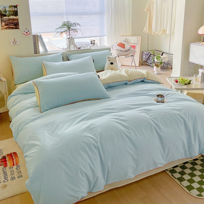 91家纺网 家纺一手货源 找家纺 （总）眠帛家居 2023新款A类芝士系列水洗棉麻绳滚边四件套