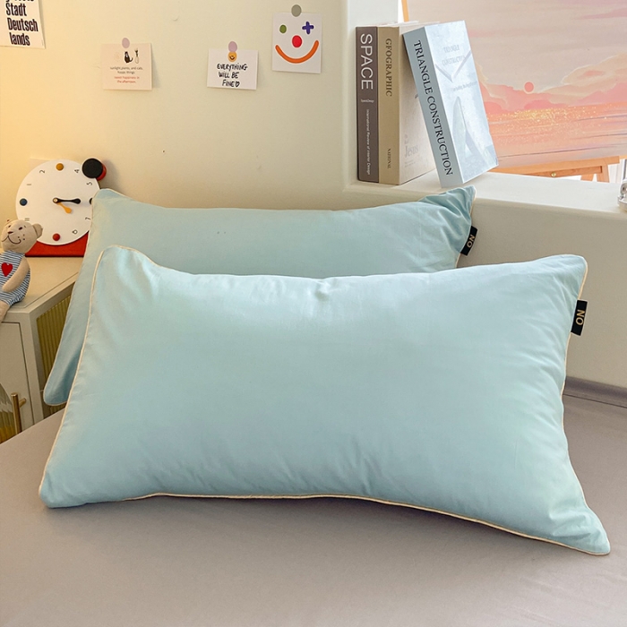 91家纺网 家纺一手货源 找家纺 眠帛家居 2023新款A类芝士系列水洗棉麻绳滚边四件套 芝士繁星蓝灰