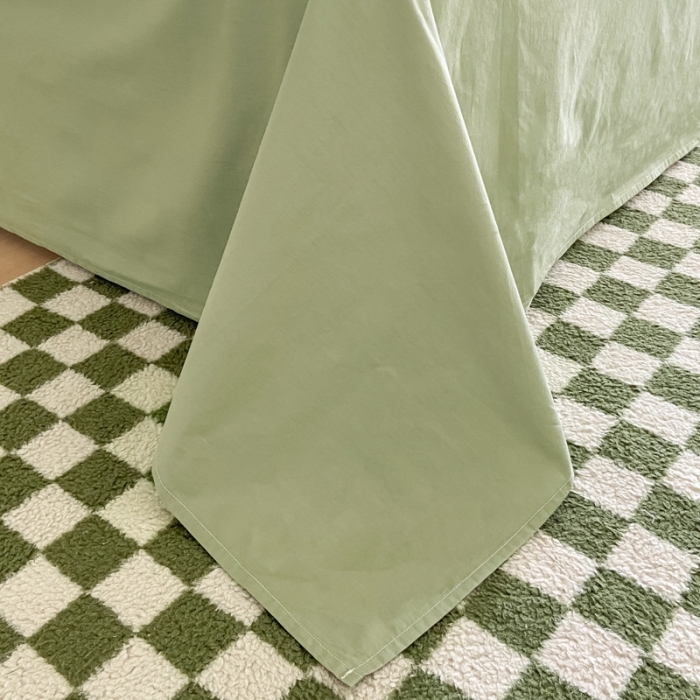 91家纺网 家纺一手货源 找家纺 眠帛家居 2023新款A类芝士系列水洗棉麻绳滚边四件套 芝士奶昔白果绿