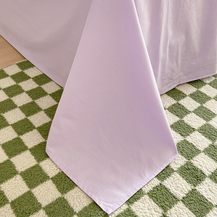 91家纺网 家纺一手货源 找家纺 眠帛家居 2023新款A类芝士系列水洗棉麻绳滚边四件套 芝士奶昔白浅紫