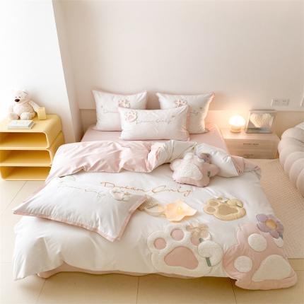 91家纺网 家纺一手货源 找家纺 （总）星野 2023新款100支双股澳棉四件套-萌爪