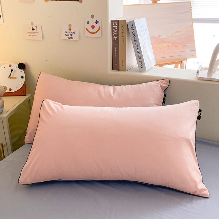 91家纺网 家纺一手货源 找家纺 眠帛家居 2023新款A类芝士系列水洗棉麻绳滚边四件套 芝士奶油粉蓝灰