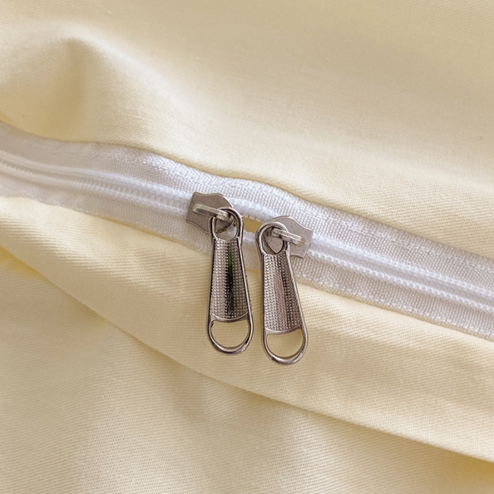 91家纺网 家纺一手货源 找家纺 眠帛家居 2023新款A类芝士系列水洗棉麻绳滚边四件套 芝士奶油粉奶黄