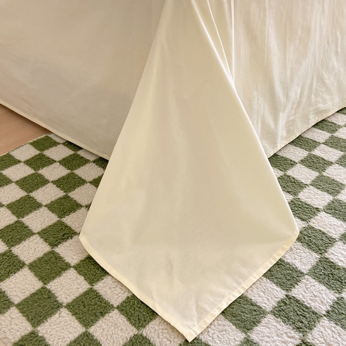 91家纺网 家纺一手货源 找家纺 眠帛家居 2023新款A类芝士系列水洗棉麻绳滚边四件套 芝士奶油粉奶黄