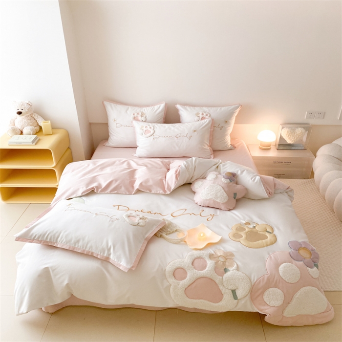 91家纺网 家纺一手货源 找家纺 （总）星野 2023新款100支双股澳棉四件套-萌爪