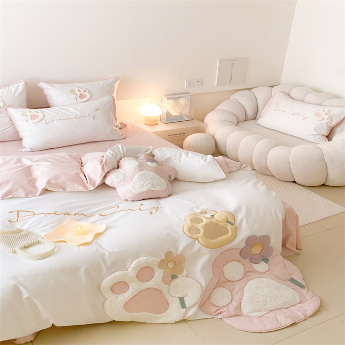 91家纺网 家纺一手货源 找家纺 （总）星野 2023新款100支双股澳棉四件套-萌爪