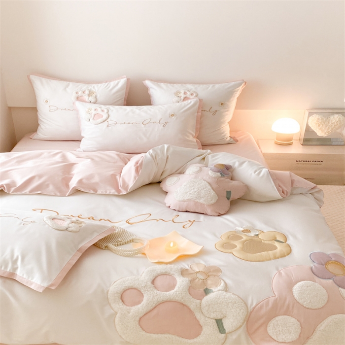 91家纺网 家纺一手货源 找家纺 （总）星野 2023新款100支双股澳棉四件套-萌爪