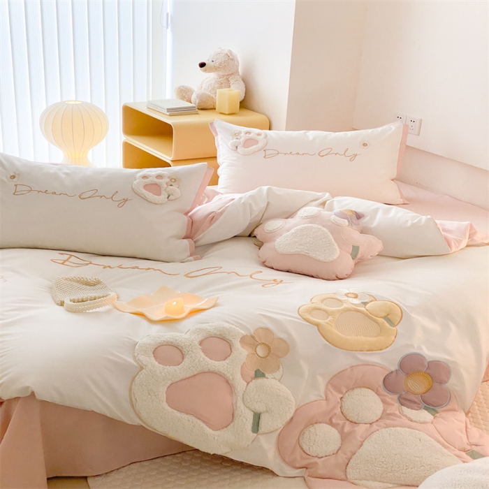 91家纺网 家纺一手货源 找家纺 （总）星野 2023新款100支双股澳棉四件套-萌爪