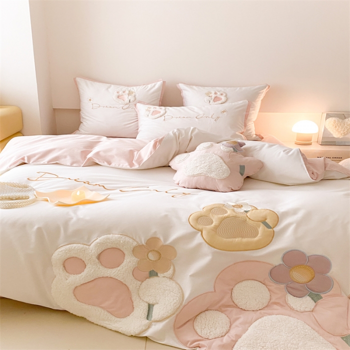 91家纺网 家纺一手货源 找家纺 （总）星野 2023新款100支双股澳棉四件套-萌爪