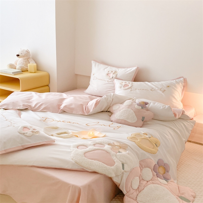 91家纺网 家纺一手货源 找家纺 （总）星野 2023新款100支双股澳棉四件套-萌爪