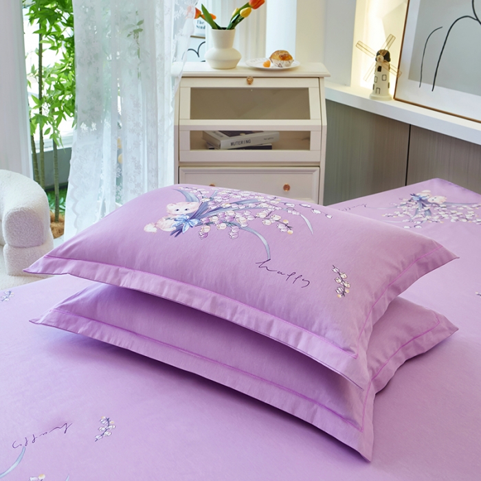 91家纺网 家纺一手货源 找家纺 雲归梦 2023年新款加厚全棉生态磨毛大版四件套 蓝玉凝香-紫