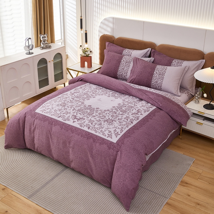 91家纺网 家纺一手货源 找家纺 雲归梦 2023年新款加厚全棉生态磨毛大版四件套 流光溢彩-紫