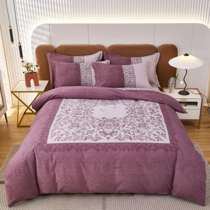 雲归梦 2023年新款加厚全棉生态磨毛大版四件套 流光溢彩-紫