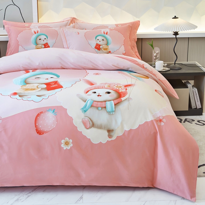 91家纺网 家纺一手货源 找家纺 雲归梦 2023年新款加厚全棉生态磨毛大版四件套 么么哒