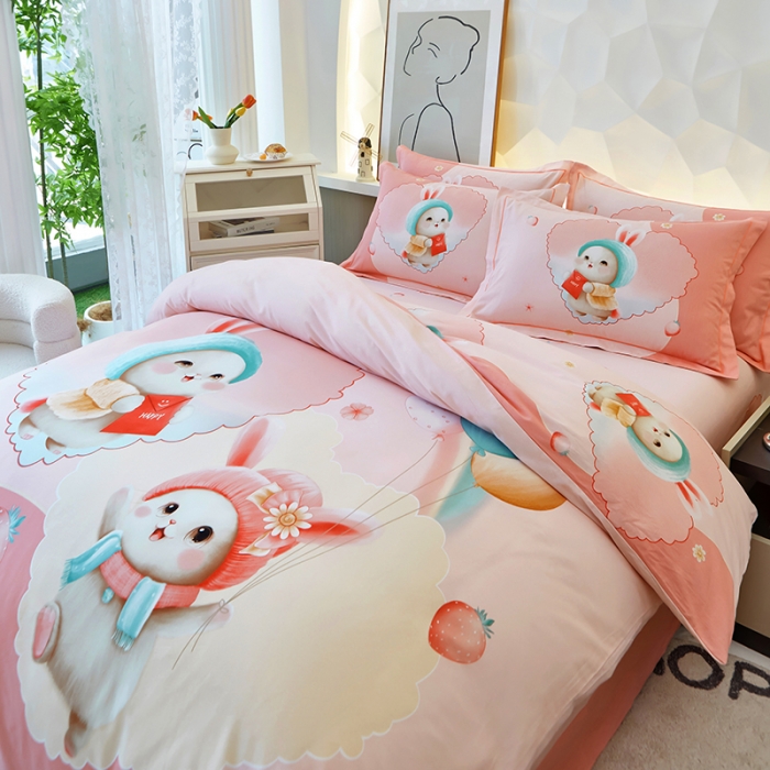 91家纺网 家纺一手货源 找家纺 雲归梦 2023年新款加厚全棉生态磨毛大版四件套 么么哒