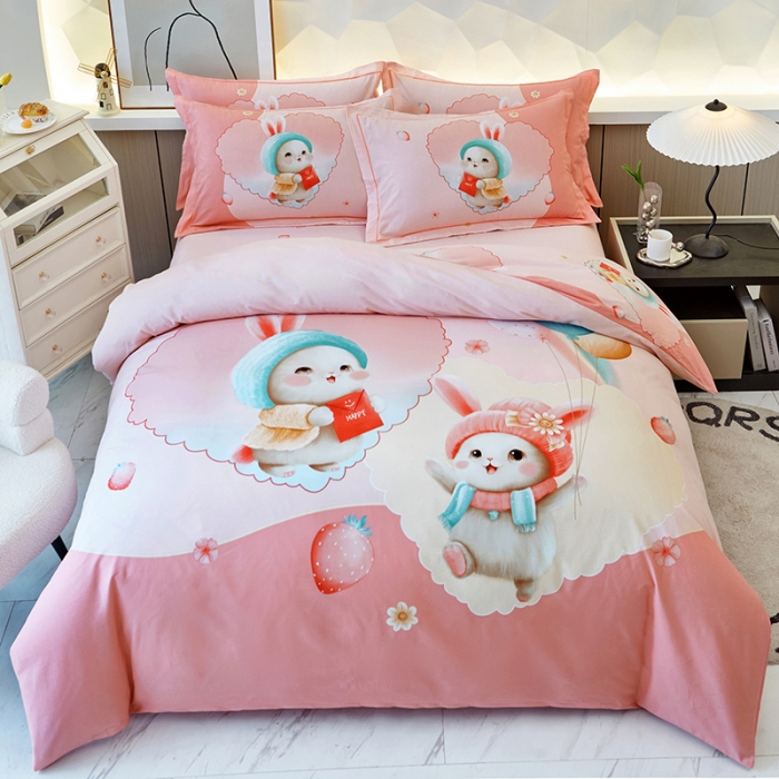 91家纺网 家纺一手货源 找家纺 雲归梦 2023年新款加厚全棉生态磨毛大版四件套 么么哒