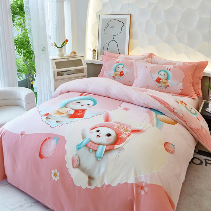 91家纺网 家纺一手货源 找家纺 雲归梦 2023年新款加厚全棉生态磨毛大版四件套 么么哒