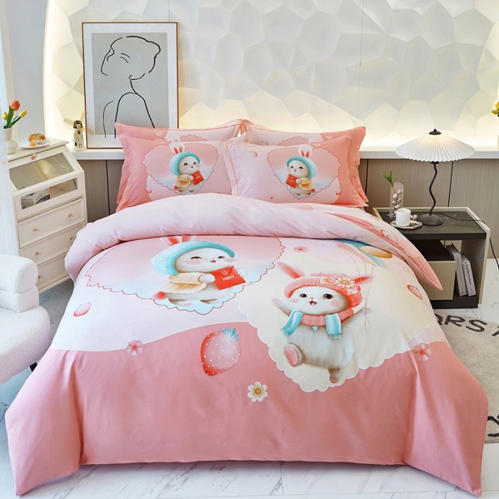 91家纺网 家纺一手货源 找家纺 雲归梦 2023年新款加厚全棉生态磨毛大版四件套 么么哒