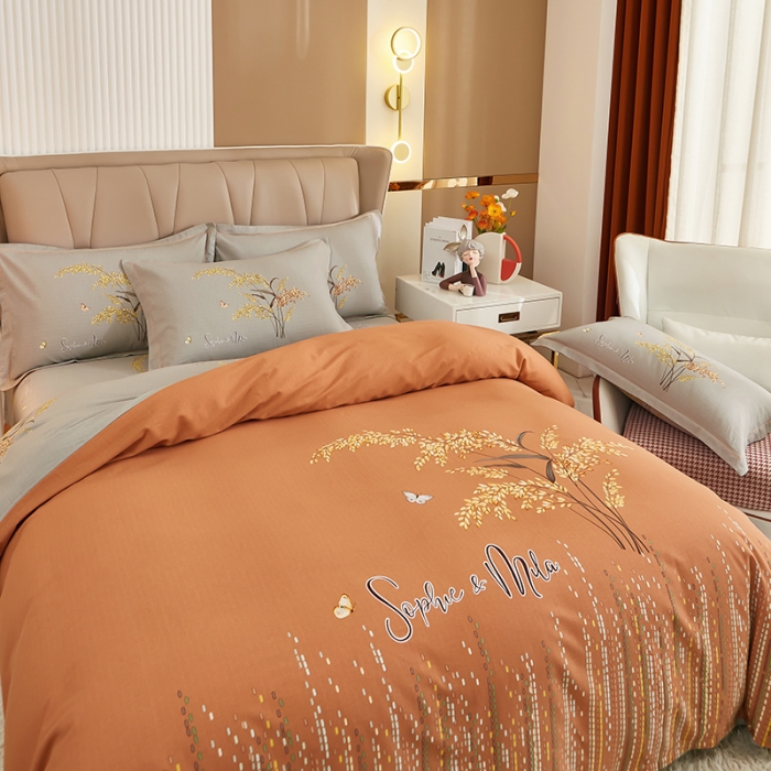 91家纺网 家纺一手货源 找家纺 雲归梦 2023年新款加厚全棉生态磨毛大版四件套 梦境-桔