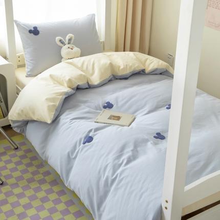 Mr.pig猪先生2023新款迪士尼全棉水洗棉小清新四件套米奇双拼蓝色