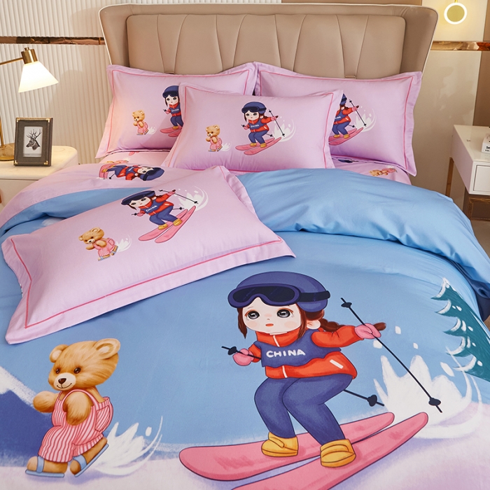 91家纺网 家纺一手货源 找家纺 雲归梦 2023年新款加厚全棉生态磨毛大版四件套 蜜雪冰城-紫