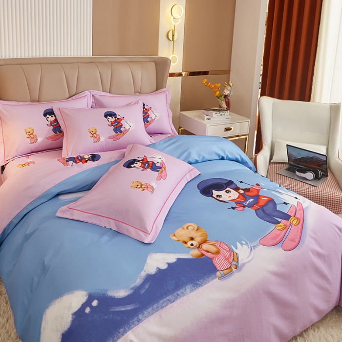 91家纺网 家纺一手货源 找家纺 雲归梦 2023年新款加厚全棉生态磨毛大版四件套 蜜雪冰城-紫