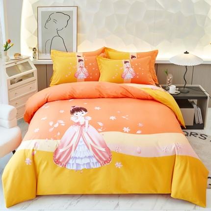 雲归梦 2023年新款加厚全棉生态磨毛大版四件套 妙龄女孩-桔